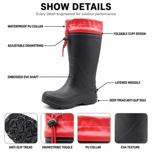 Bottes <span class=keywords><strong>de</strong></span> pluie en EVA avec col à cordon réglable, antidérapantes, imperméables, légères, pour l'agriculture, la <span class=keywords><strong>chasse</strong></span>, les activités <span class=keywords><strong>de</strong></span> plein air - Product Image 3