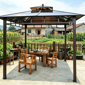 Nouvelle <span class=keywords><strong>Tente</strong></span> d'Ombrage Extérieure Carrée en Acier, Style Ferme, Thermolaquée, avec Filet, pour Jardin et Patio – Direct Usine - Product Image 3