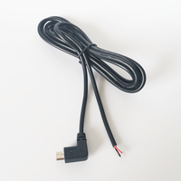 Kabel Micro USB Custom 22AWG 2 Inti, Micro B USB 5 Pin Male Plug ke Kabel Ujung Terbuka 2 Kawat untuk Fungsi Pengisian Daya