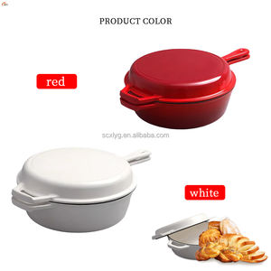 أواني طبخ فرن هولندي بالمينا 2 في 1 غير لاصقة <span class=keywords><strong>XR</strong></span> مع غطاء مقلاة وعاء فرن هولندي مطلية بالمينا لخبز الخبز - Product Image 4