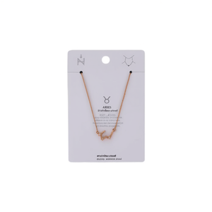 Collana con Ciondolo Zodiacale Ariete in Acciaio Inossidabile, Tono Oro, Moda, 21 Marzo 19 Aprile - Product Image 1