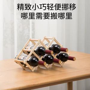 Wooden Folding Wine Rack 45x31x12.5cm Foldable Storage Display <b>Shelf</b> For Bottles <b>Pine</b> Material - Product Image 2