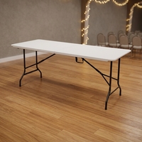 Table pliante en plastique HDPE avec structure en acier de 6 pieds pour l'extérieur, idéale pour les fêtes, les repas et la location