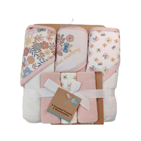 Ensemble de 6 serviettes de bain pour bébé, cape à capuche pour nouveau-né, couverture carrée douce, mini-gants de toilette, séchage rapide, motif floral, extérieur