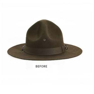 Chapeau en laine vert X3096B – Casquette d'instructeur du Corps des Marines des États-Unis – Chapeau Fedora en laine à large bord tendance pour homme et femme - Product Image 5
