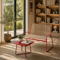Ensemble de chaise longue et table d'appoint en corde tressée pour extérieur, résistant aux UV et aux intempéries, idéal pour piscine, hôtel, terrasse