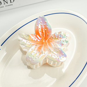 Nouvelles pinces à cheveux en plastique plaqué blanc avec fleur et bourgeon, 8,5 cm, dégradé doux, pince à <span class=keywords><strong>queue</strong></span> <span class=keywords><strong>de</strong></span> <span class=keywords><strong>cheval</strong></span> haute, accessoire capillaire - Product Image 4