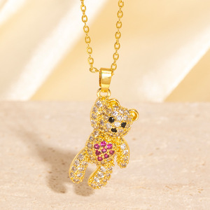 סיטונאי שמלה אופנתית סיטונאית שרשרת תליון נירוסטה קישור כחול שמלה משובצת זירקון נישה עיצוב - Product Image 3