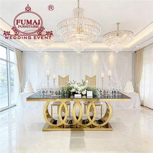 Juego de mesa de comedor de cristal de acero inoxidable para uso en restaurantes y exteriores, muebles de hotel de lujo modernos - Product Image 1