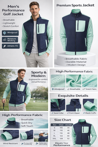 Chaqueta Deportiva de Golf Personalizada de Alta Gama para Hombre, 95% Poliéster, 5% Elastano, Impermeable, Transpirable, Cortavientos, para Running - Product Image 2