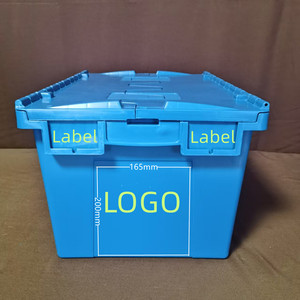 HRY46315 600*400*315Stackable <strong>Plastic</strong> Turnover Bins Box <strong>Crate</strong> with <strong>Lids</strong>: <strong>Nestable</strong> Design Cuts Shipping Costs - Product Image 2