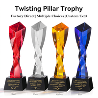 Nouveau trophée en cristal torsadé, design coloré haut de gamme, cadeau souvenir de reconnaissance pour les employés d'entreprise