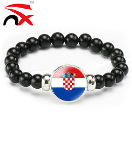 Vente en gros de cadeaux souvenirs de <span class=keywords><strong>voyage</strong></span> Bracelet drapeau national <span class=keywords><strong>croatie</strong></span> Bracelet élastique en corde perlée pour la décoration - Product Image 2