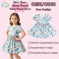 Robe de patineuse florale personnalisée pour petites filles, en tissu tricoté léger et respirant, taille élastique, longueur genou, tenue décontractée pour enfants