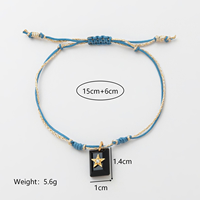 Bracelet tressé ethnique tendance en corde avec pierre naturelle carrée, ajustable, superposable, en acier inoxydable plaqué or, cadeau unisexe
