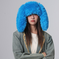Nouvelle mode décontractée fourrure oreilles de lapin réglable moelleux hiver chaud en peluche Slouchy couleur unie mignon bonnet chapeaux 100% Polyester