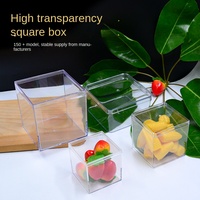 Boîte à tiramisu en plastique rigide haute transparence, conteneur carré pour présentation alimentaire, sushi, biscuits, pain, mousse, bonbons, recyclable