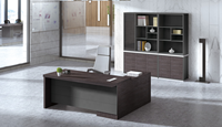Bureau de direction moderne convertible avec armoire de rangement, mobilier de patron, design élégant pour le travail