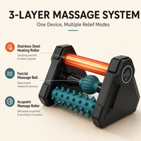 Masseur de pieds électrique chauffant 3-en-1 avec rouleau pour massage des tissus profonds, libération des fascias et points d'acupression, pour soulager la fasciite plantaire