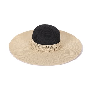 卸売ファッションミックスカラー女性用夏ワイドブリムストローハー外サンプルーフビーチバケーション2トーン紙ストローフロッピー帽子Fo - Product Image 2
