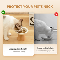 Shamitao Bols pour Nourriture pour Chats et Chiens en Céramique Écologiques 2-en-1 avec Support en Bambou Protégeant les Vertèbres Cervicales Durable Antidérapant