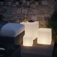 Chaise de Bar Cube LED Rechargeable de Style Moderne Tabouret Lumineux en Plastique pour Salle à Manger, Café, Hôtels et Bars Maison Utilisation Extérieure