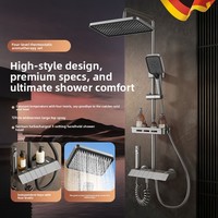 EIOIOL Ensemble de douche mural moderne et minimaliste en plastique avec distributeur de savon et double commande de pression pour salle de bain, hôtel, appartement