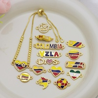 HP276 Nuevo Colgante Esmaltado con Bandera de Colombia y Venezuela, Chapado en Oro de 18K, Conector de Latón con Mapa de País para Pulseras DIY y Joyería