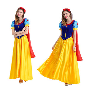 Robe de princesse Blanche-Neige, Costume de cosplay pour femmes adultes, robe de soirée d'Halloween, robe longue jaune, bleue, rose - Product Image 3