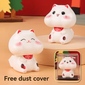 Nouveau chat porte-bonheur de 2 pouces, chat qui secoue automatiquement la patte, artisanat en plastique, figurines décoratives, chat Maneki Neko solaire - Product Image 3