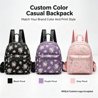Produsen Tas Ransel Kasual Bermotif Bunga Custom, Tas Ransel Harian Ringan, Tas Ransel Universal Dua Tali Bahu, OEM ODM