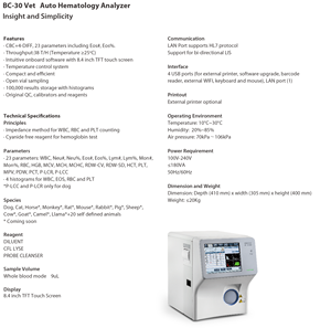 Système puissant d'analyseur d'hématologie vétérinaire BC-30 Mindray pour les <span class=keywords><strong>diagnostics</strong></span> vétérinaires - Product Image 3