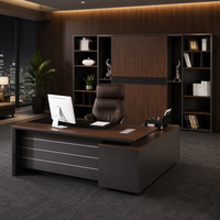 Bureau de direction en L en bois avec armoire latérale pour le travail de bureau, options de taille personnalisée et d'adaptation