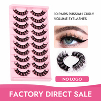 Prix usine faux cils bande russe cils naturel vaporeux D bouclés 10 paires vison faux cils