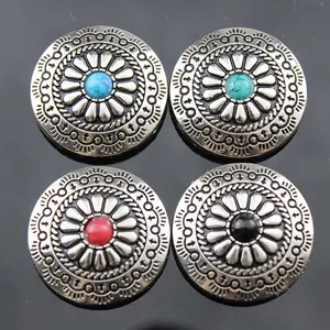 Conchos de metal personalizados para jeans, bolso de cuero, color turquesa, 30mm, venta al por mayor