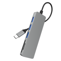 Adaptateur multiport pour concentrateur USB-C à 5 ports avec emplacements pour cartes USB 3.0, USB 2.0, SD et TF pour MacBook, iPad, Chromebook, PC, etc.