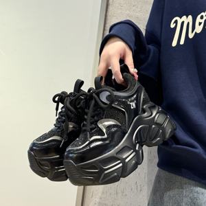 Chaussures <span class=keywords><strong>compensées</strong></span> à plateforme en cristal brillant en strass Chaussures pour dames augmentant la hauteur <span class=keywords><strong>Baskets</strong></span> originales pour femmes - Product Image 4