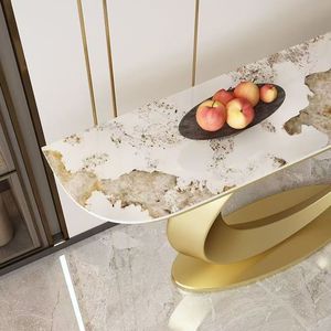Consolle da <span class=keywords><strong>Ingresso</strong></span> di Lusso con Base in Metallo Oro Rosa e Piano in Marmo Sinterizzato, Design Moderno per Corridoio e <span class=keywords><strong>Ingresso</strong></span> - Product Image 3