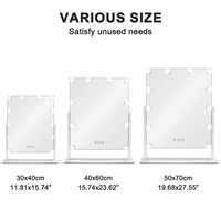 Miroir de maquillage de table BUYWAY HollywoodVanityMirror avec 12 ampoules LED, sans cadre, blanc, avec piliers inclinables réglables