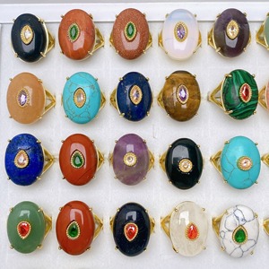 <span class=keywords><strong>Bague</strong></span> ajustable en gros, style Cour Française, ornée de diamants, avec <span class=keywords><strong>cabochon</strong></span> ovale en pierre naturelle et <span class=keywords><strong>cristal</strong></span> de guérison - Product Image 1