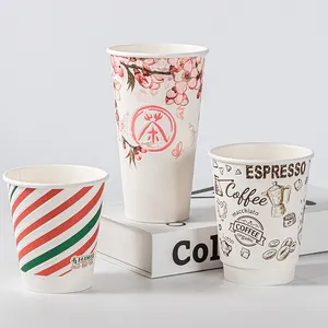 LOKYO Wholesale Eco Friendly Disposable Insulated 12oz 10oz Manufacturers Custom 3d Printed Paper Cups 8oz With Logo