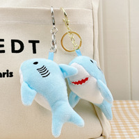 JAMELIN Porte-clés sac à dos requin de simulation 10 cm, jouet en peluche requin, pendentif porte-clés animal marin, pour machine à grue
