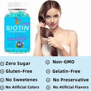 Complément de kératine et vitamine C OEM pour la beauté : Améliore la santé des cheveux, de la peau et des ongles, booste l'énergie – Gommes à la biotine - Product Image 4