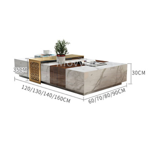 Moderner Luxus-Tee tisch aus Natur marmor für Wohnzimmer Rechteckiges Designer modell mit hellen Luxus stein möbeln für Villen - Product Image 4