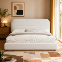 Cadre de lit moderne capitonné avec rangement, tête de lit douce et confortable et pied de lit épaissi pour lits Queen et King