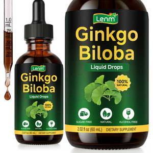 Lenm 60ml Vegan Alcoholvrije Natuurlijke Ginkgo <span class=keywords><strong>Biloba</strong></span> Extract Vloeibare Druppels Voedingssupplement voor Hersenen & Concentratie Ondersteuning - Product Image 1