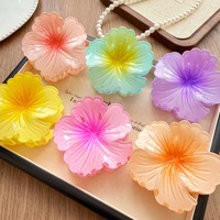 Pinza para el pelo de flores de Color degradado a la moda, 8cm, pinza Hawaiana para vacaciones en la playa, pinzas para el pelo de plástico duradero para mujer