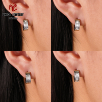 Pendientes Clásicos Plateados en Plata, Resistentes al Deslustre, de Acero Inoxidable con Circonita Cúbica, Impermeables, Tipo Huggie, con Diseño de Gancho y Engaste de Garra
