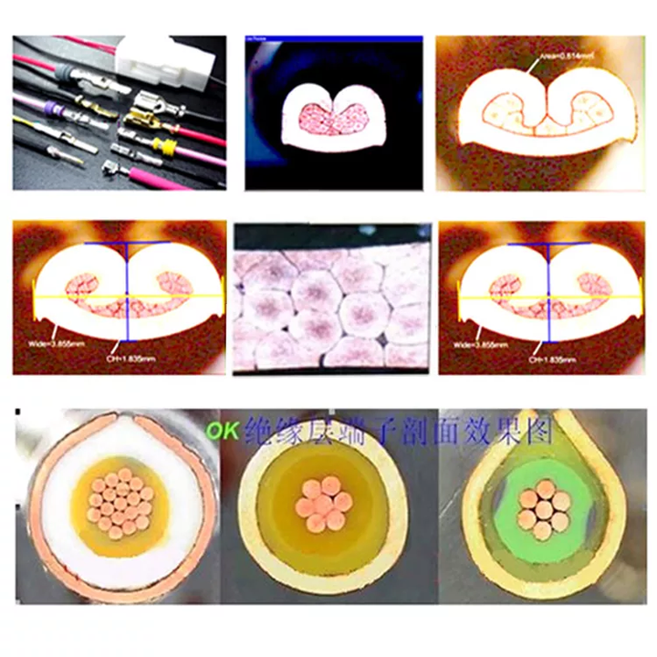  Wire cable lug wire cross section analyzer cutting grinding machine and 