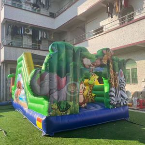 Parcours d'obstacles gonflable <span class=keywords><strong>rouge</strong></span> et vert avec toboggan pour enfants - Château gonflable combiné pour jeux amusants - Product Image 2